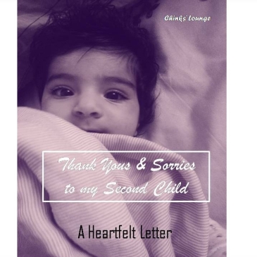 letter to a second child, apology to second born, thank you note to my second baby